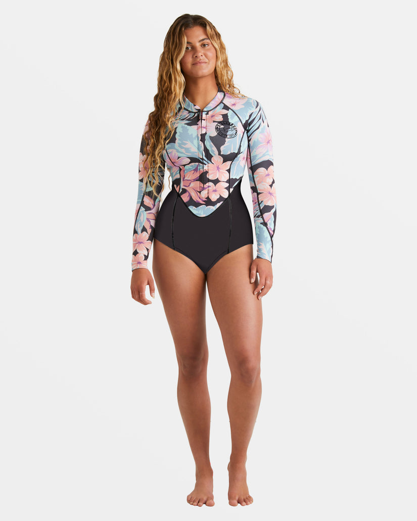 2/2mm Salty Dayz Natural Upcycler Front Zip Long Sleeve Springsuit - Nights In Paradise