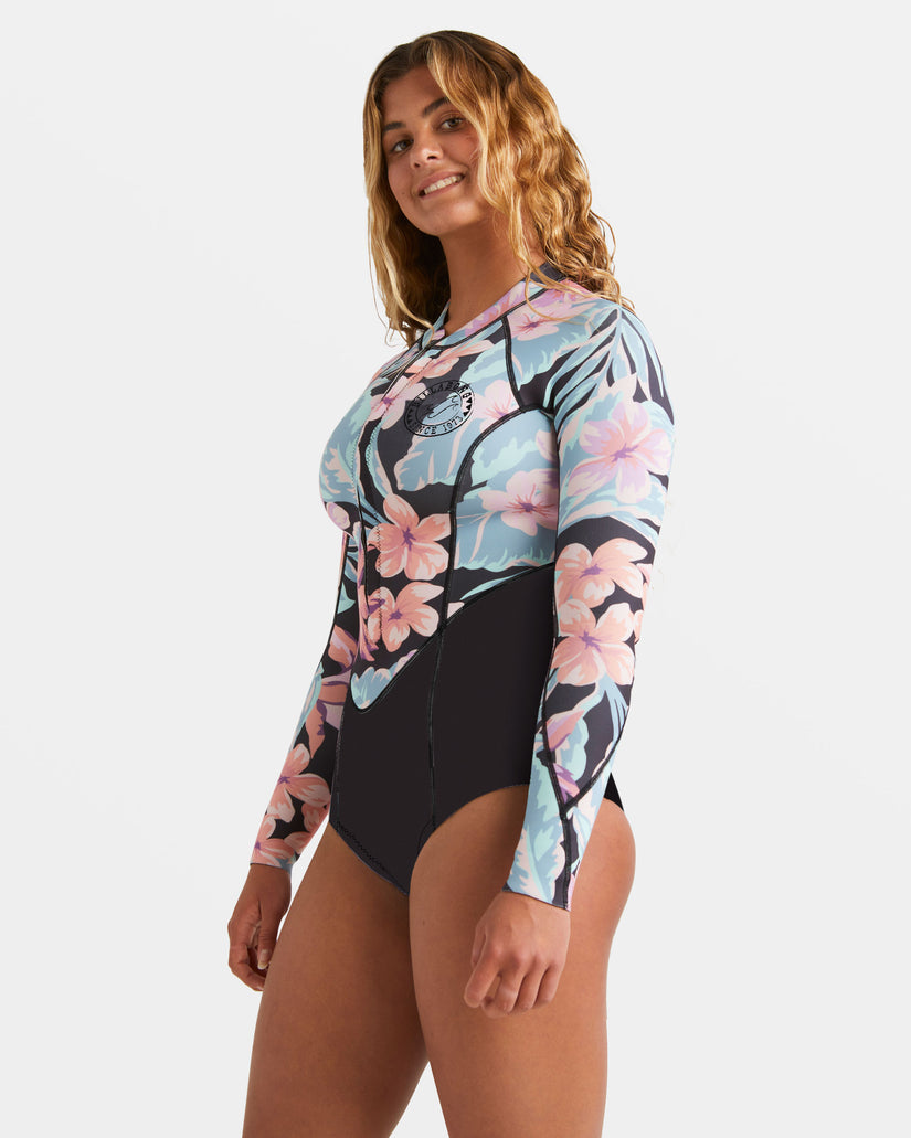 2/2mm Salty Dayz Natural Upcycler Front Zip Long Sleeve Springsuit - Nights In Paradise