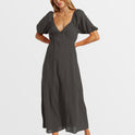 Love Fade Puff Sleeve Maxi Dress - Black Sands