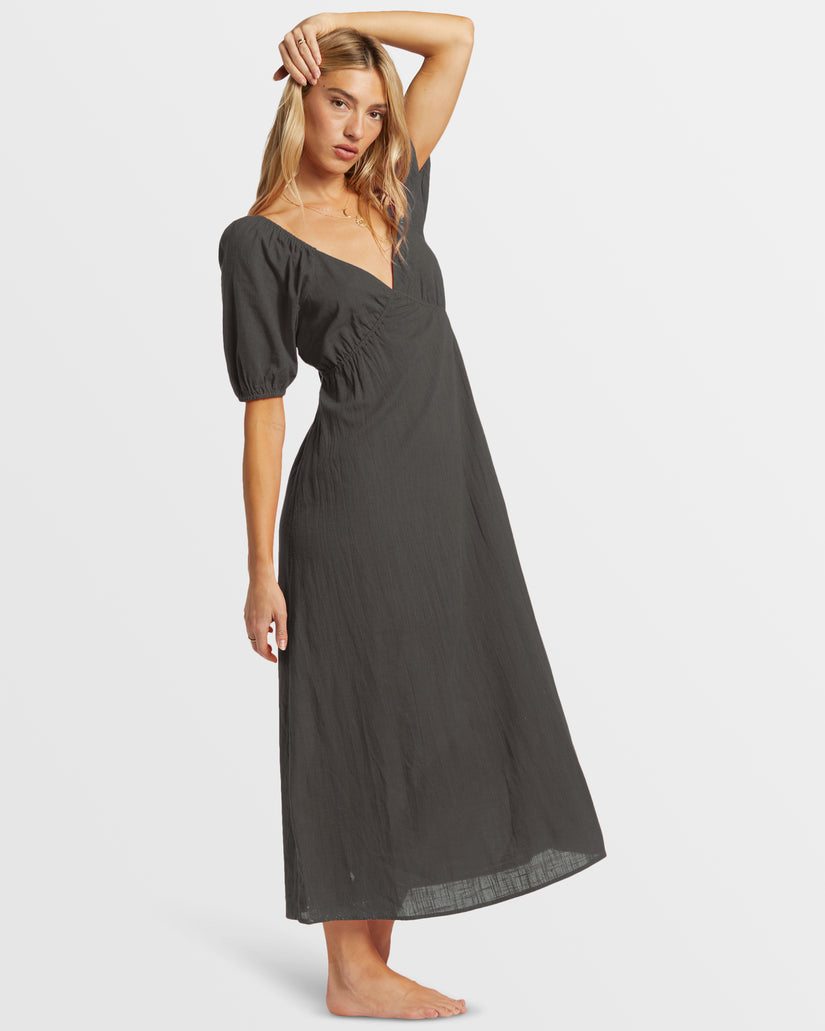 Love Fade Puff Sleeve Maxi Dress - Black Sands