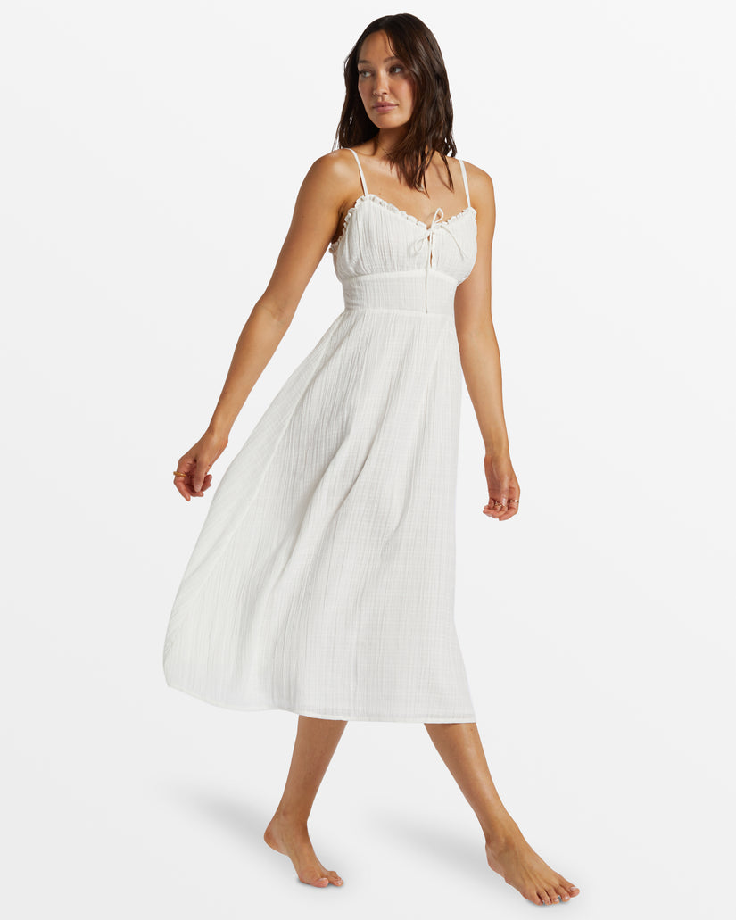 Pretty Perfect Sweetheart Midi Dress - Salt Crystal