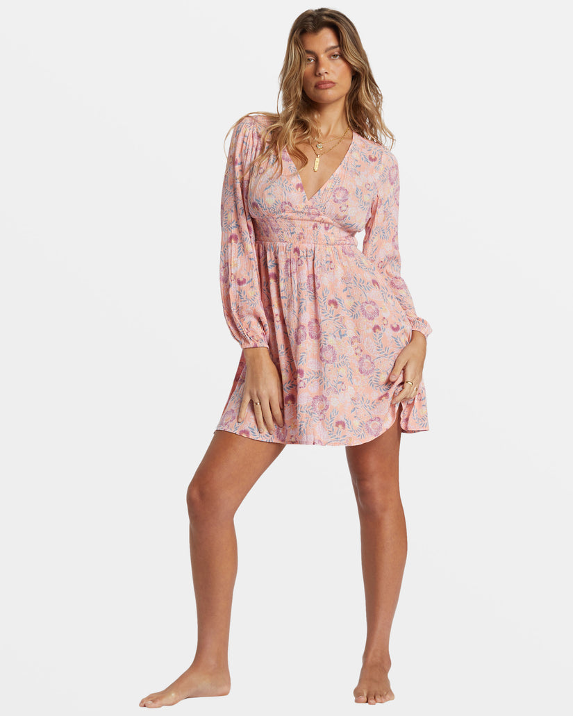 In Ur Dreams Long-Sleeve Mini Dress - Peach Paradise