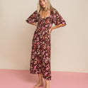 Rosey Skies Midi Dress - Choc Chip