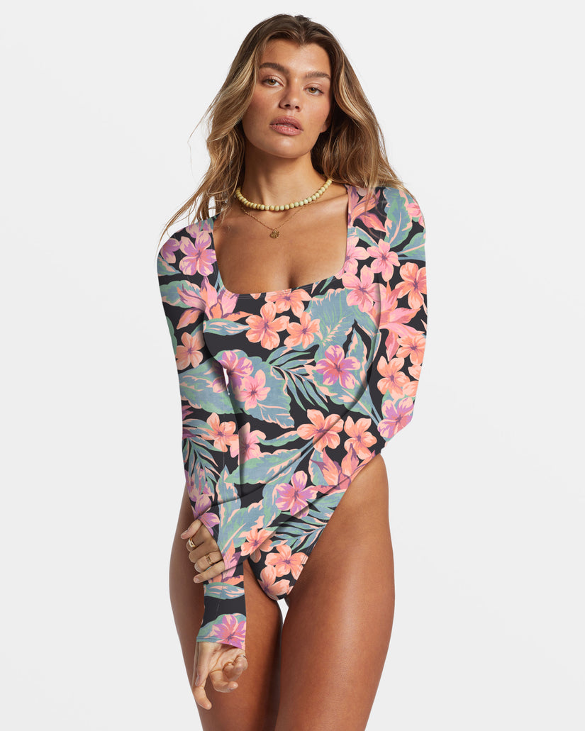 Nights In Paradise Long Sleeve UPF 50 One-Piece Swimsuit - Multi