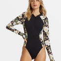 Lost Cove Zip Front Bodysuit - Black Pebble