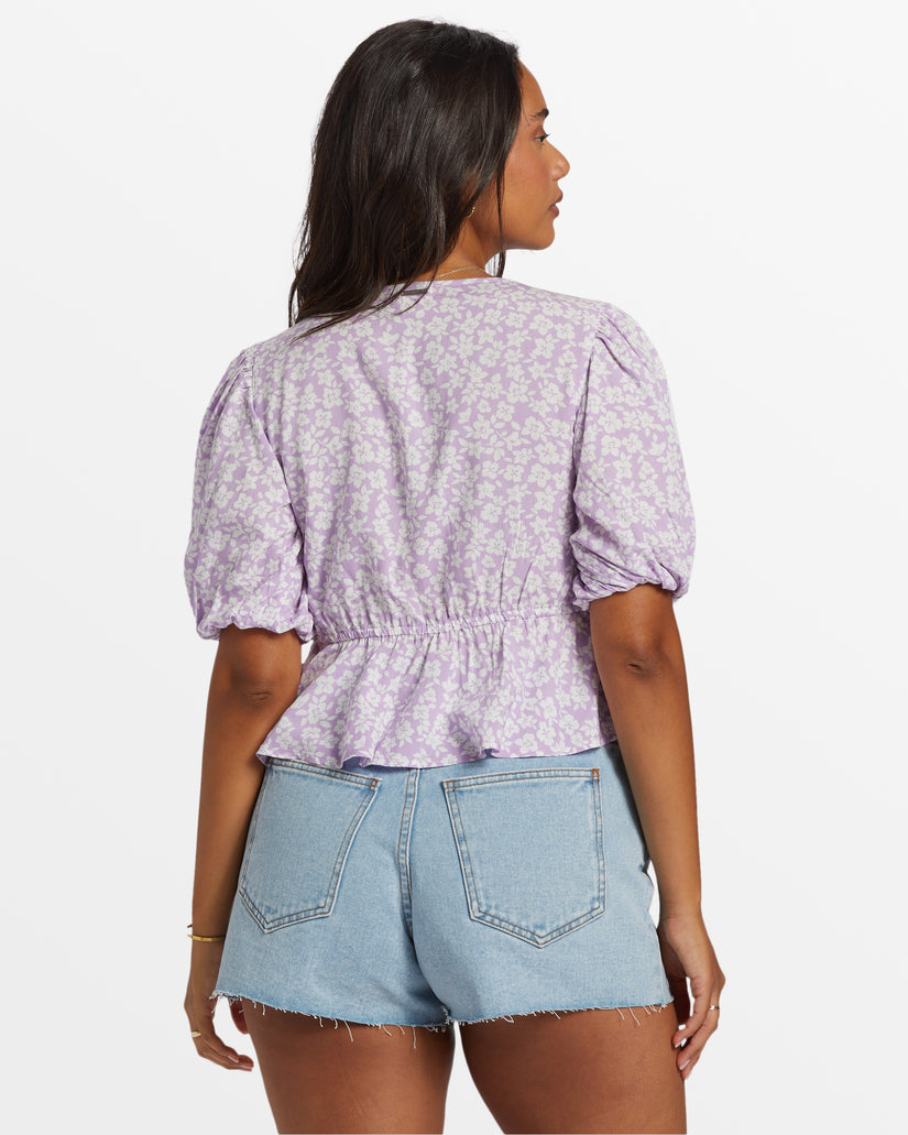 Lady Like Puff Sleeve Crop Top - Tulip