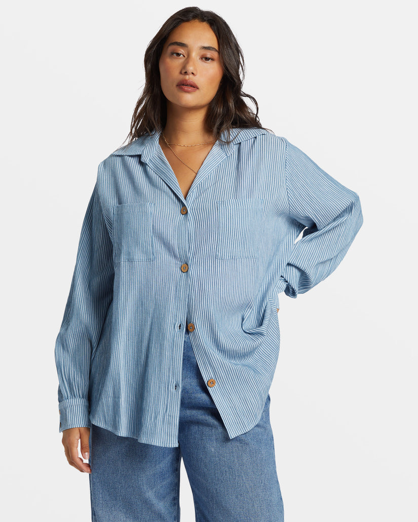 Swell Oversized Long Sleeve Shirt - Blue Shadow