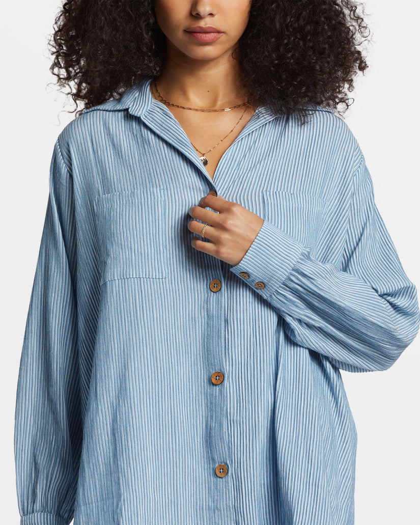 Swell Oversized Long Sleeve Shirt - Blue Shadow