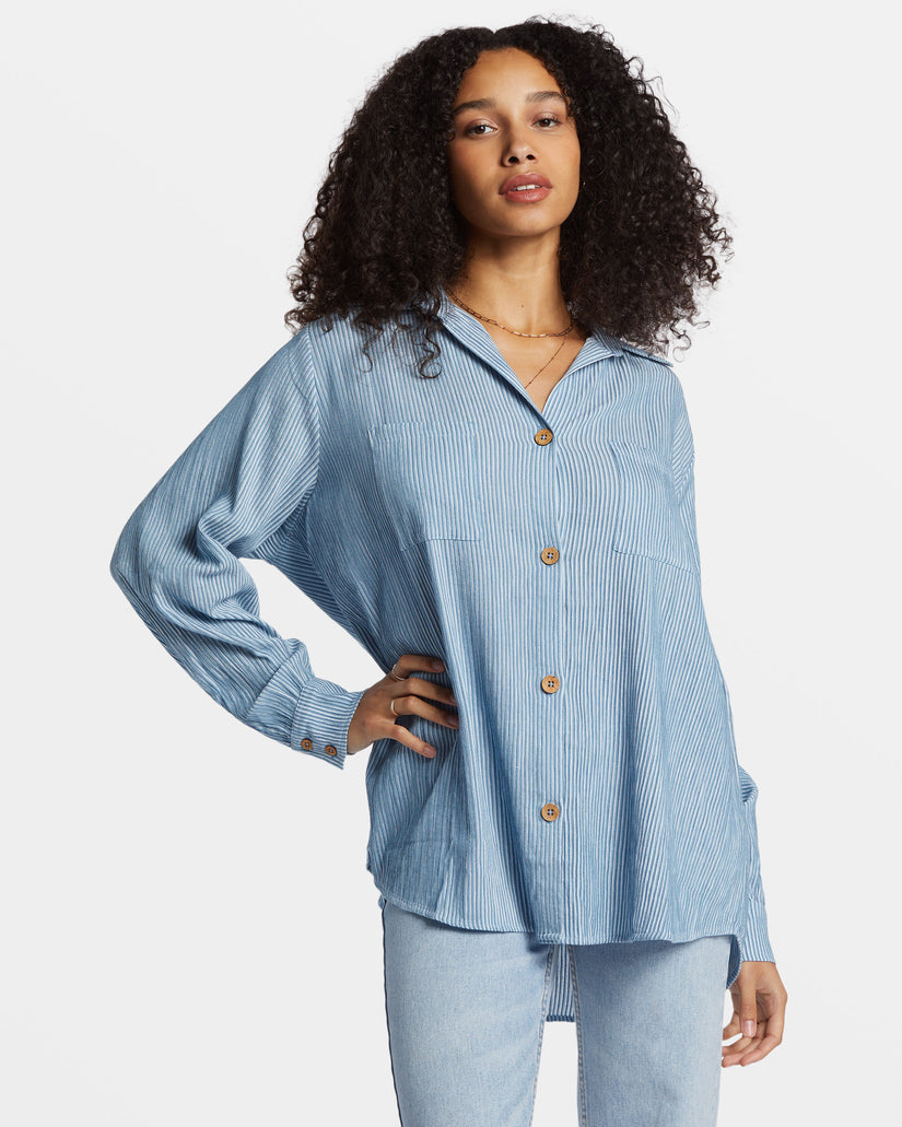 Swell Oversized Long Sleeve Shirt - Blue Shadow