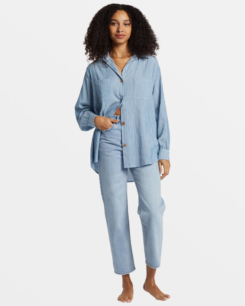 Swell Oversized Long Sleeve Shirt - Blue Shadow