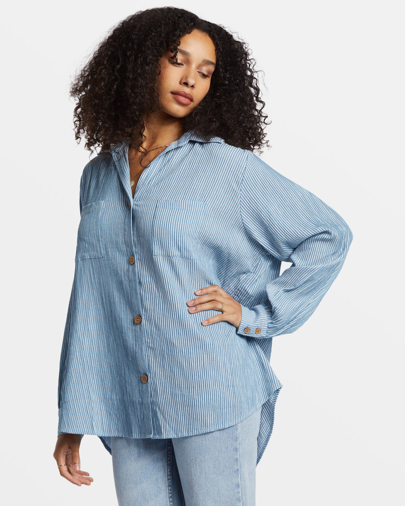 Swell Oversized Long Sleeve Shirt - Blue Shadow