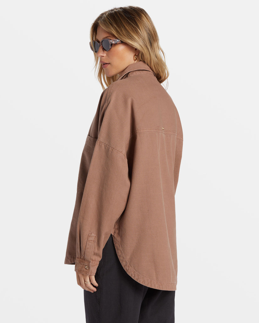 Stoked On You Oversized Long Sleeve Shirt - Sweet Earth