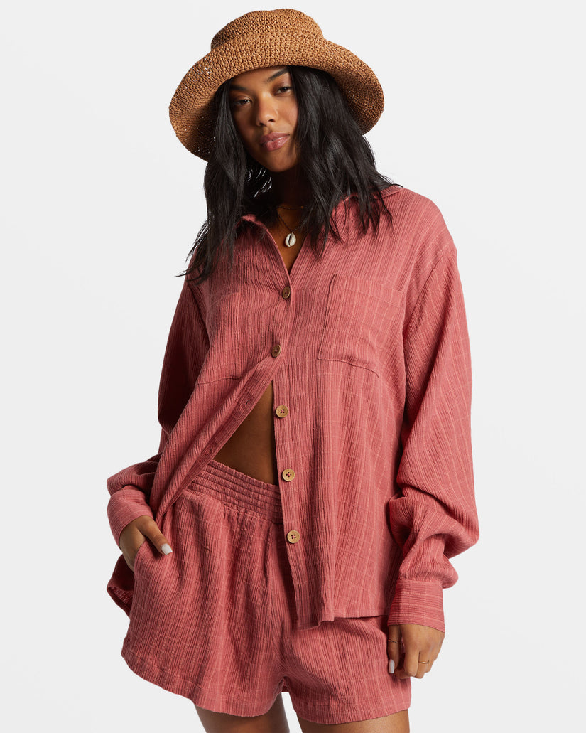 Swell Long Sleeve Shirt - Red Clay