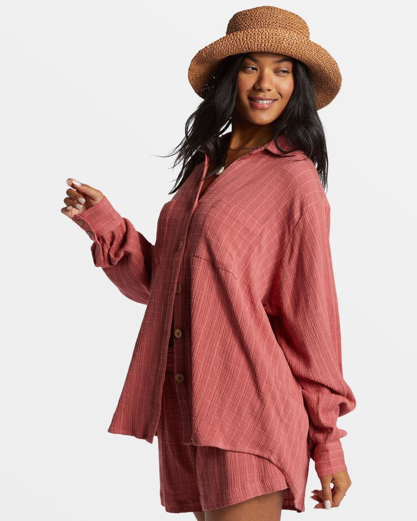 Swell Long Sleeve Shirt - Red Clay