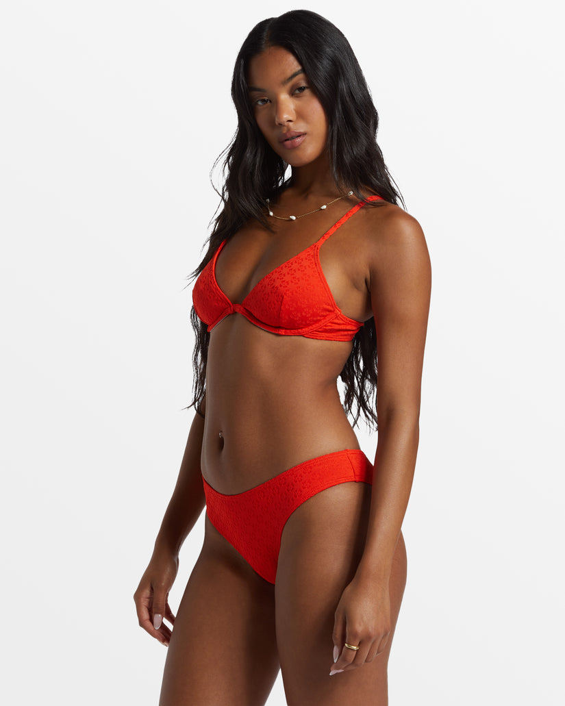 Good Vibes Bondi Moderate Bikini Bottoms - Sunset Red