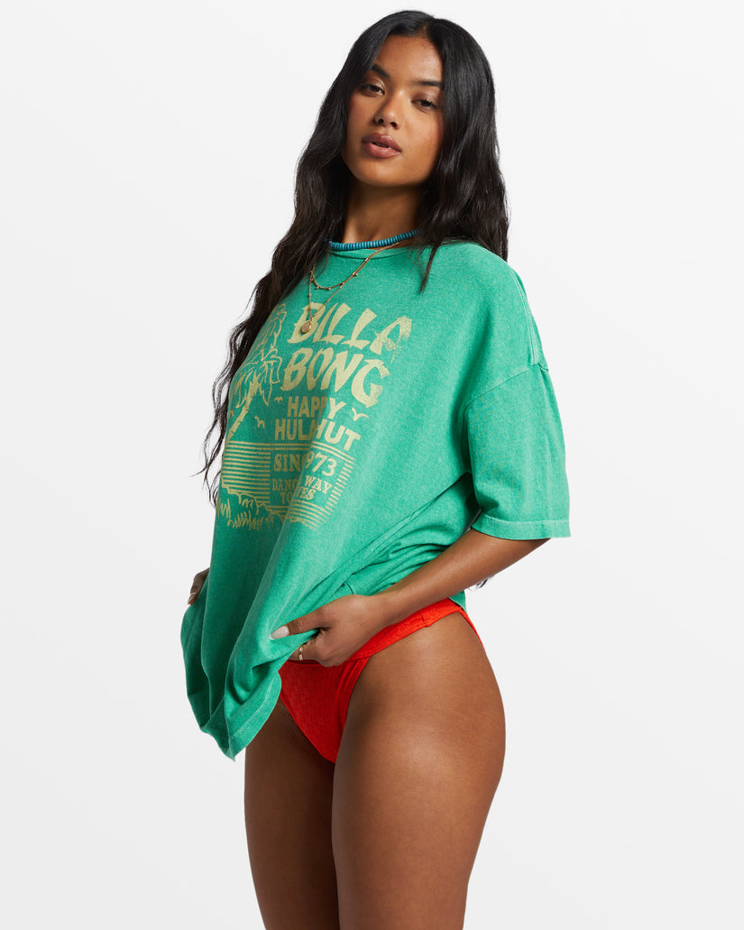 Hula Hut Oversized T-Shirt - Tropical Green