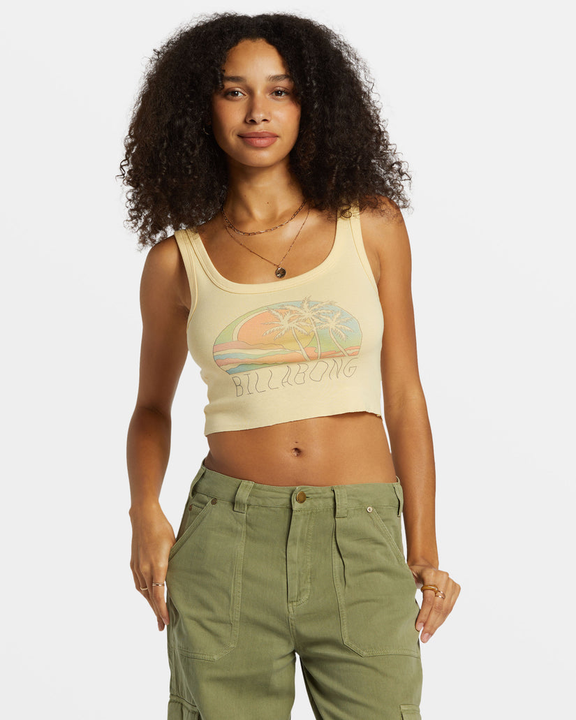 Escape To Nature Cropped Tank Top - Retro Yellow