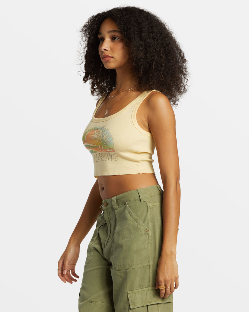 Escape To Nature Cropped Tank Top - Retro Yellow