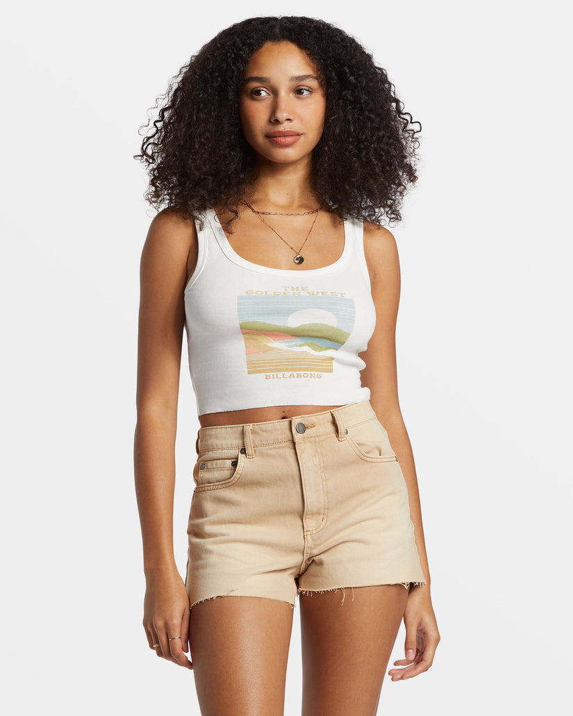 The Golden West Cropped Tank Top - Salt Crystal