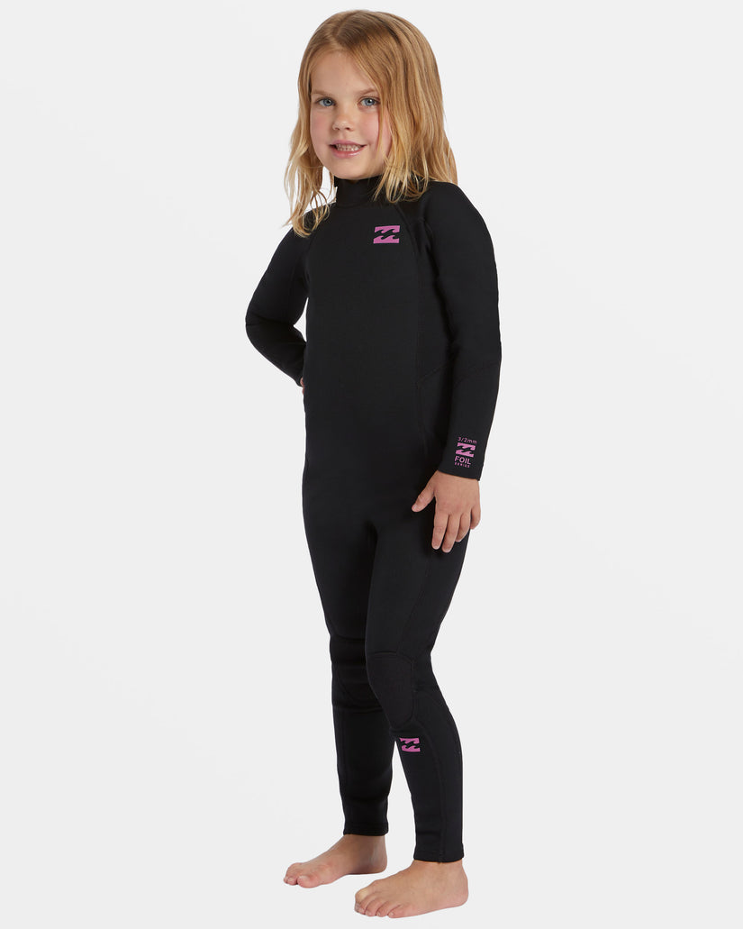 Toddler Girls 3/2mm Foil Back Zip Wetsuit - Black Orchid