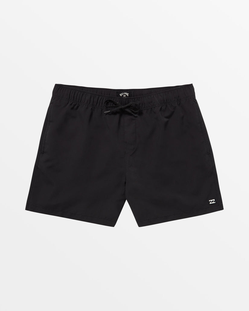 Elastic Waist Lo Tide 16" Boardshorts - Black