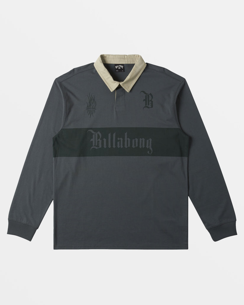 Immortal Rugby Long Sleeve Polo T-shirt - Slate Green