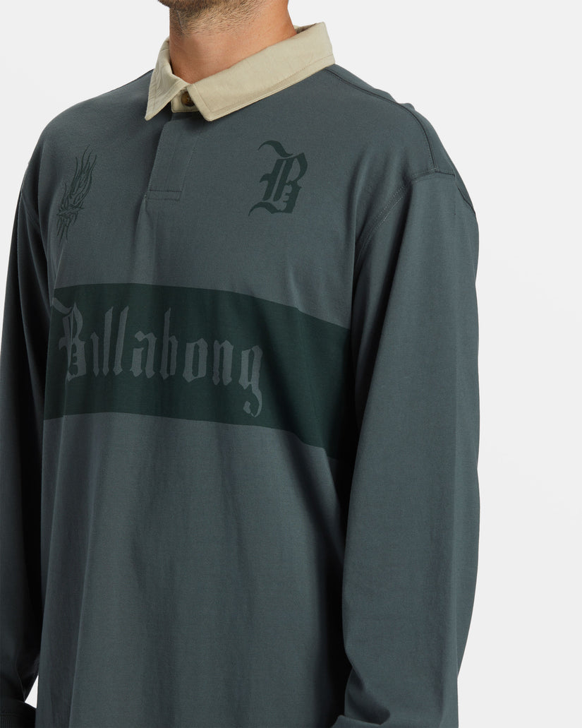 Immortal Rugby Long Sleeve Polo T-shirt - Slate Green