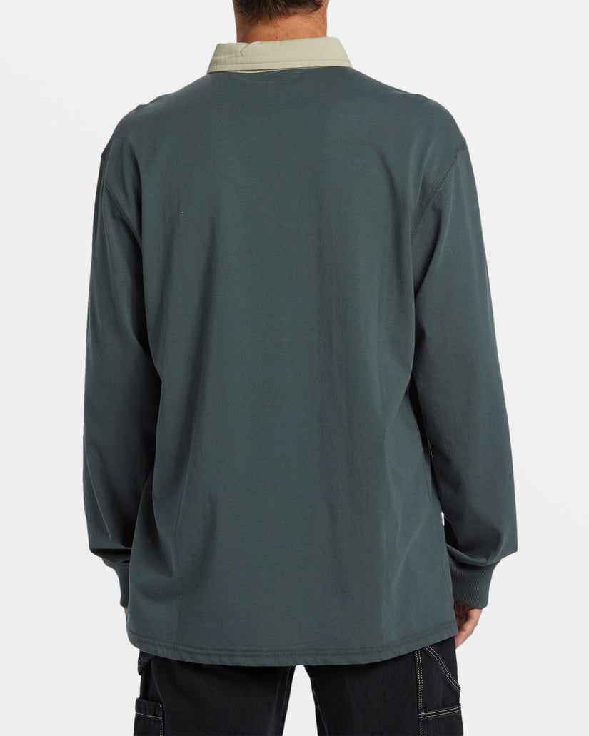 Immortal Rugby Long Sleeve Polo T-shirt - Slate Green