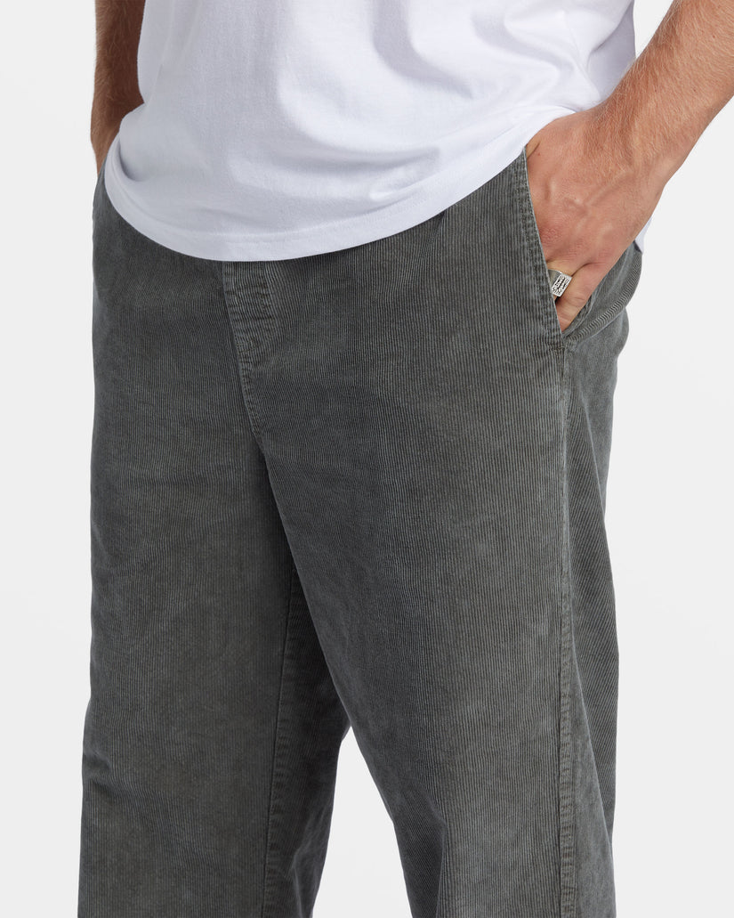 Larry Elastic Waist Corduroy Pants - Slate Green