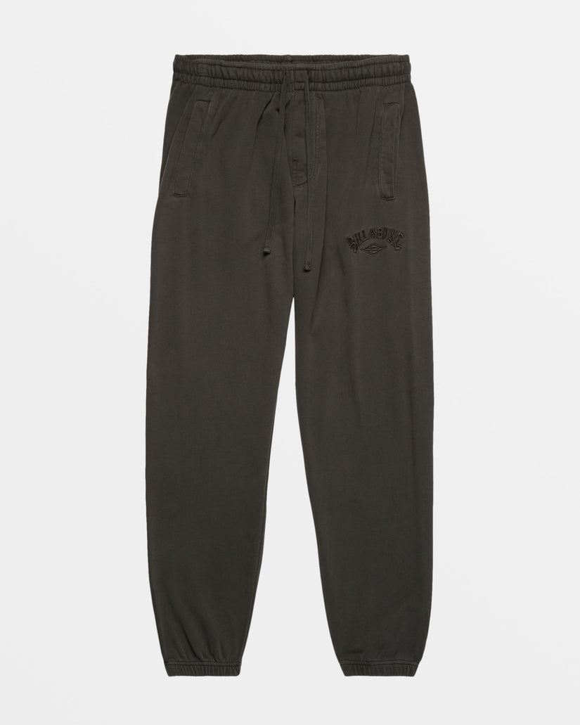 Wave Washed Elastic Waist Sweatpants - Raven