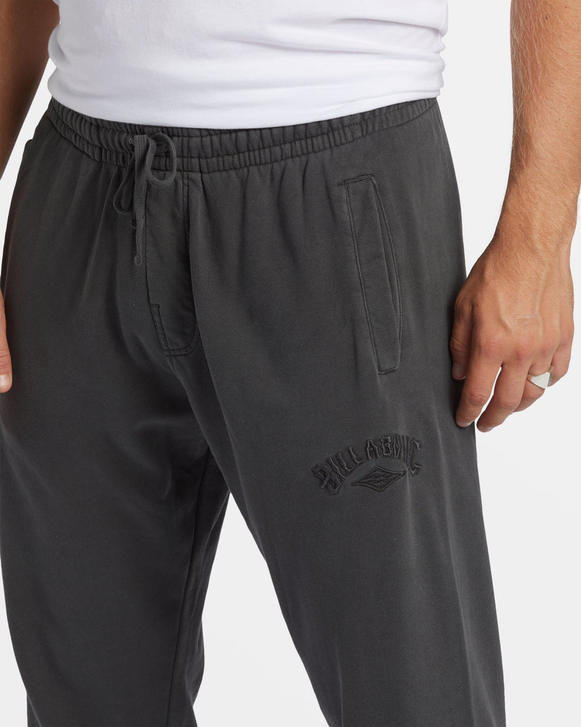 Wave Washed Elastic Waist Sweatpants - Raven