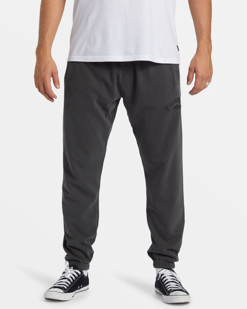 Wave Washed Elastic Waist Sweatpants - Raven