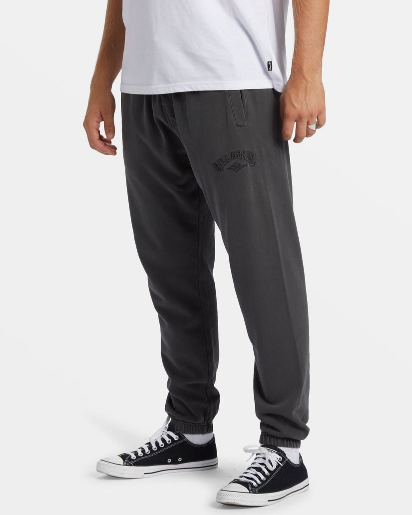 Wave Washed Elastic Waist Sweatpants - Raven