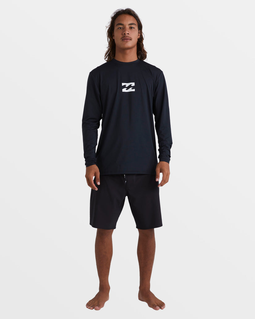 All Day Wave Loose Fit Long Sleeve Surf Tee - Black