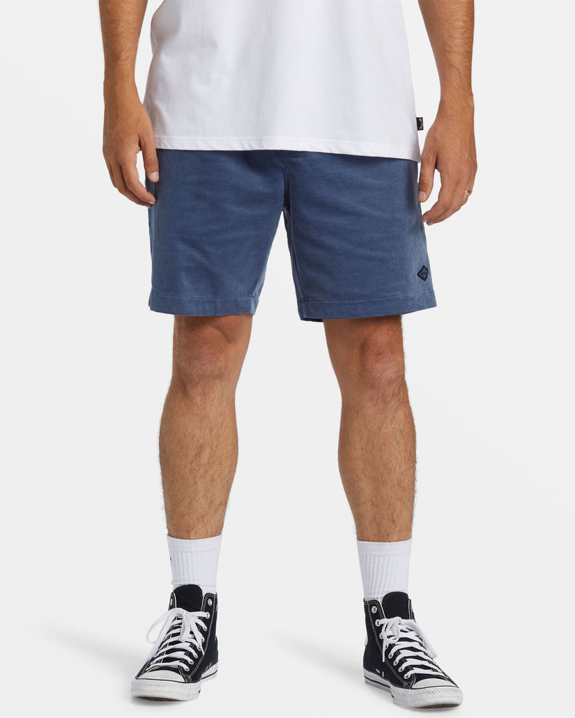 Larry Layback Corduroy 18" Shorts - Slate Blue