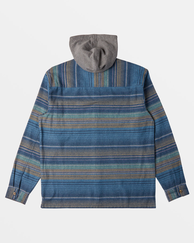 Baja Hooded Long Sleeve Flannel Shirt - Dusty Navy