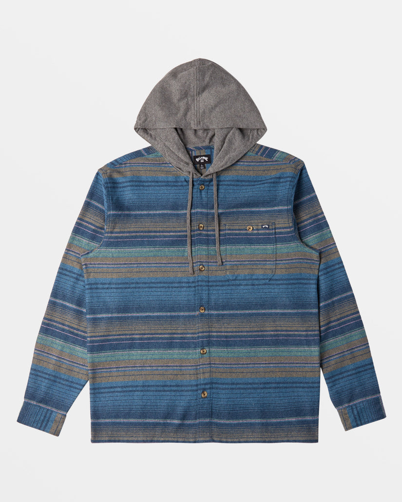 Baja Hooded Long Sleeve Flannel Shirt - Dusty Navy