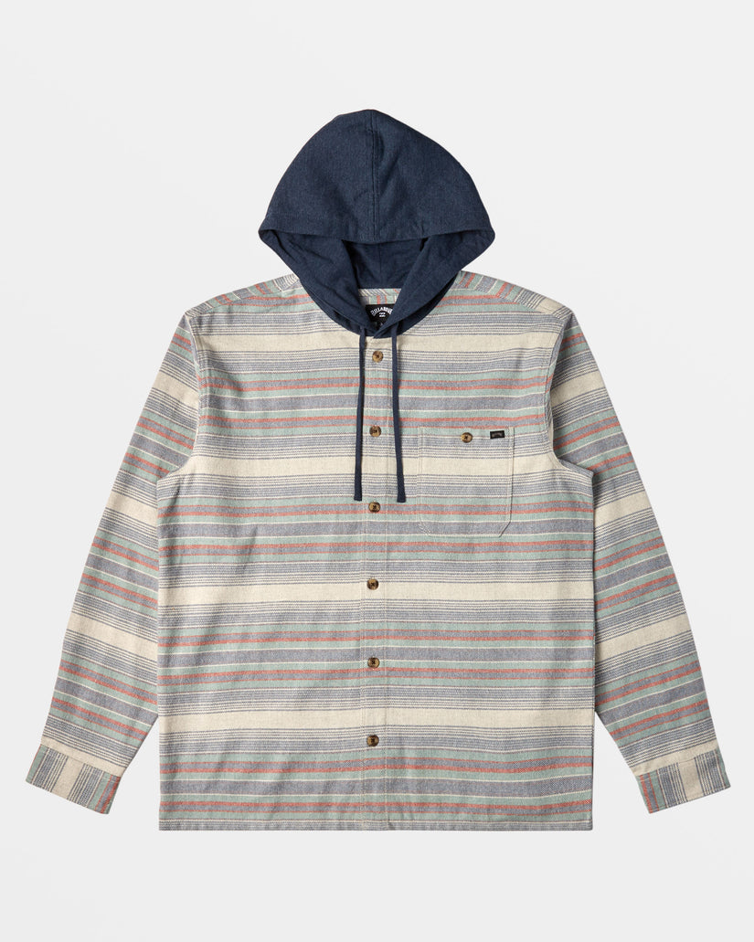 Baja Hooded Long Sleeve Flannel Shirt - Slate Blue