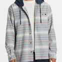 Baja Hooded Long Sleeve Flannel Shirt - Slate Blue