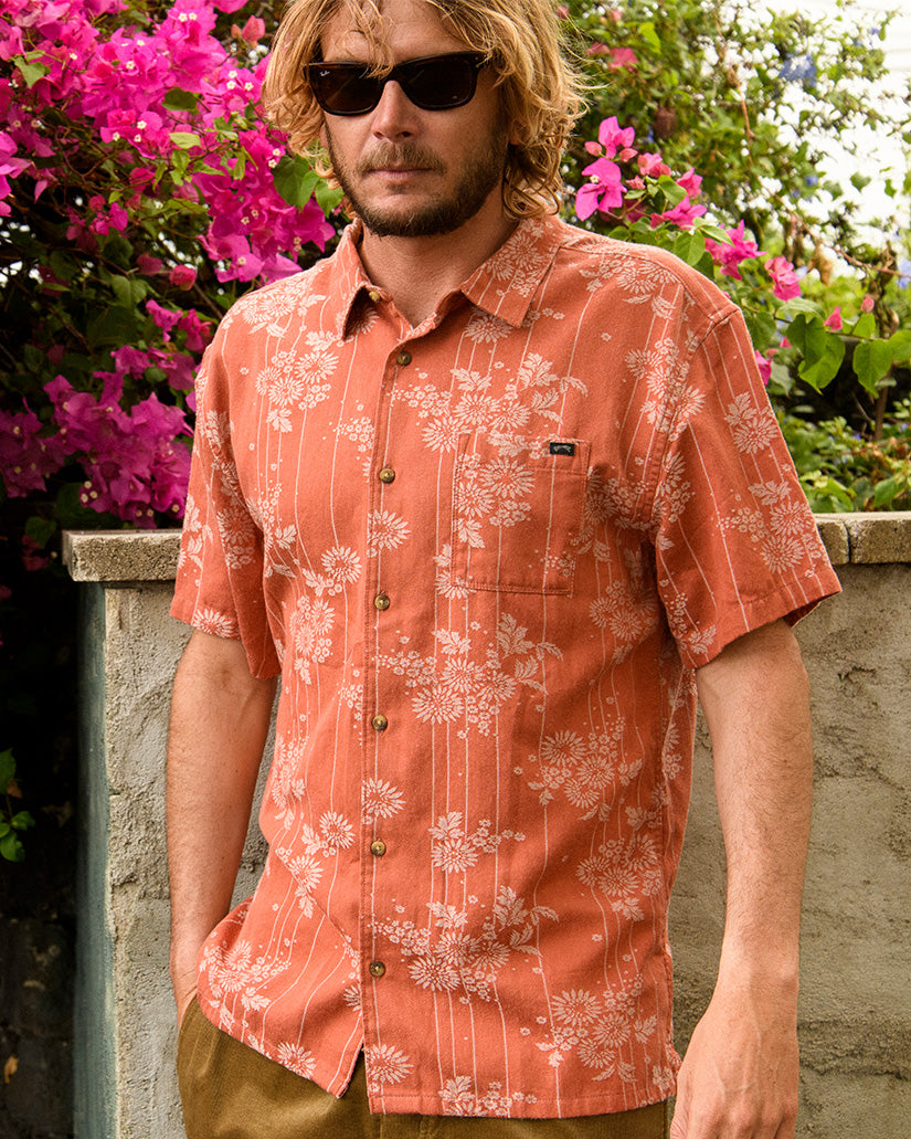 Sundays Jacquard Short Sleeve Shirt - Etruscan Red