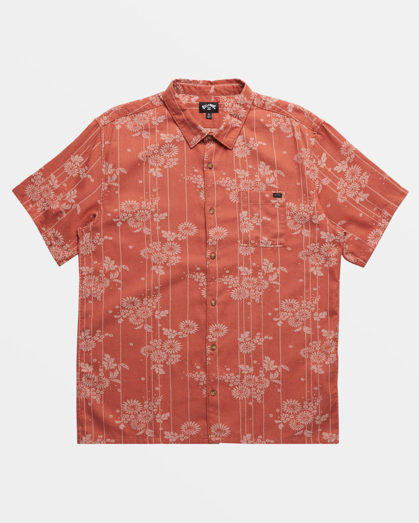 Sundays Jacquard Short Sleeve Shirt - Etruscan Red