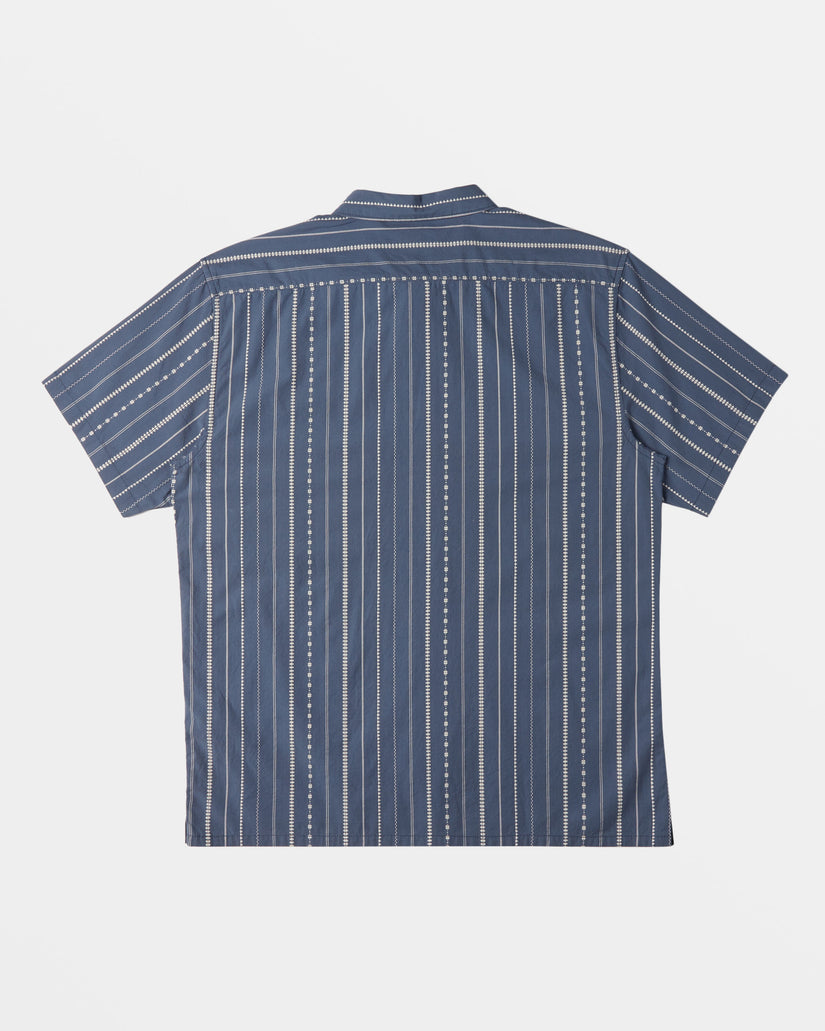 Sundays Jacquard Short Sleeve Shirt - Smoke Blue