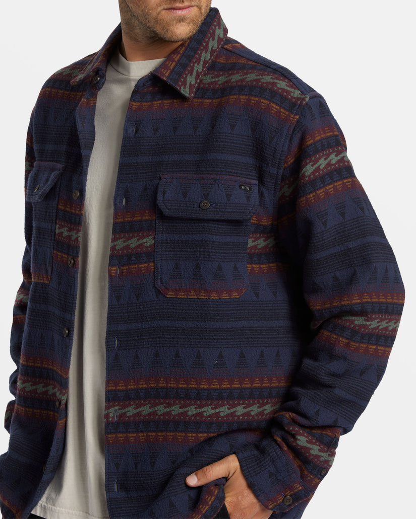 Offshore Jacquard Flannel Long Sleeve Shirt - Dusty Navy