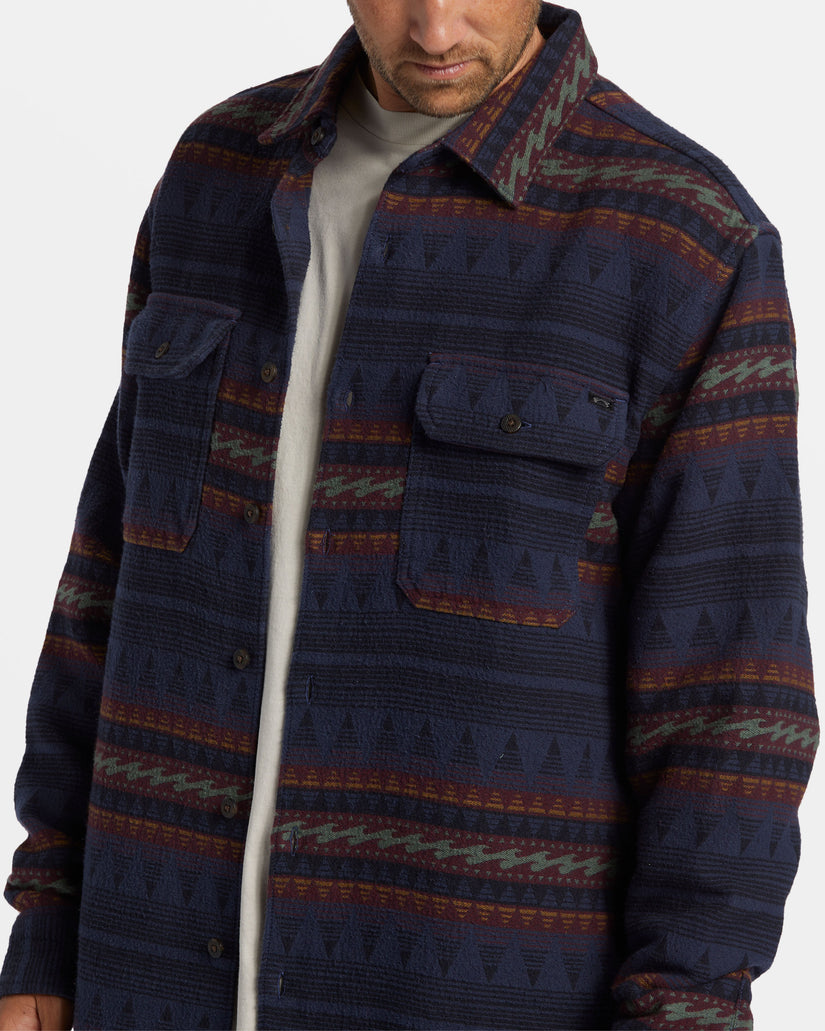 Offshore Jacquard Flannel Long Sleeve Shirt - Dusty Navy