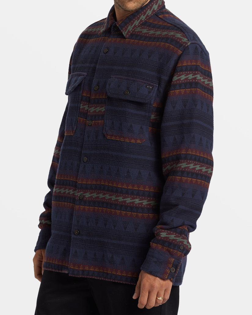 Offshore Jacquard Flannel Long Sleeve Shirt - Dusty Navy