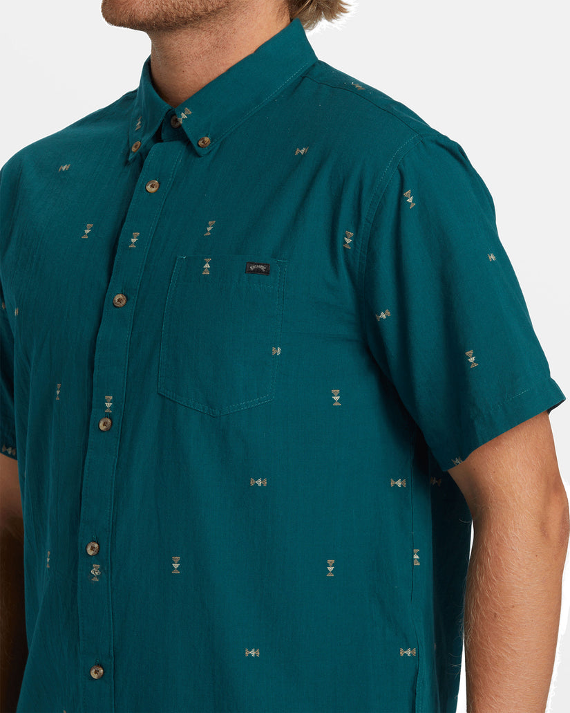 All Day Jacquard Short Sleeve Shirt - Real Teal