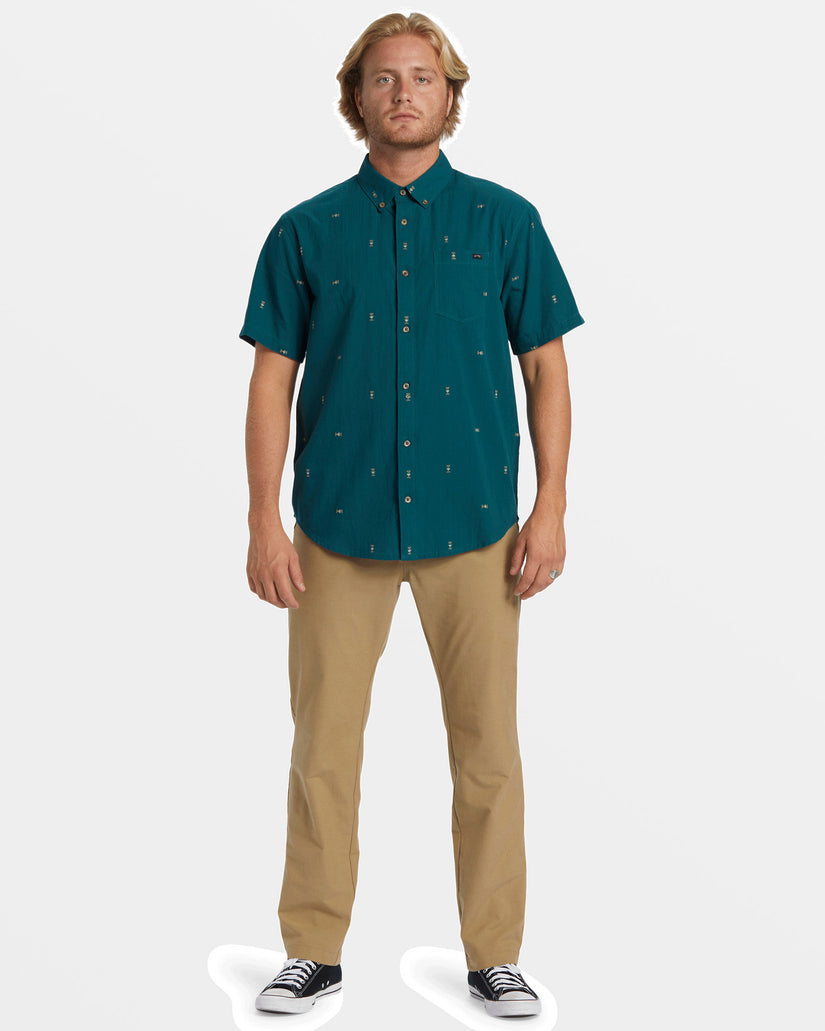 All Day Jacquard Short Sleeve Shirt - Real Teal