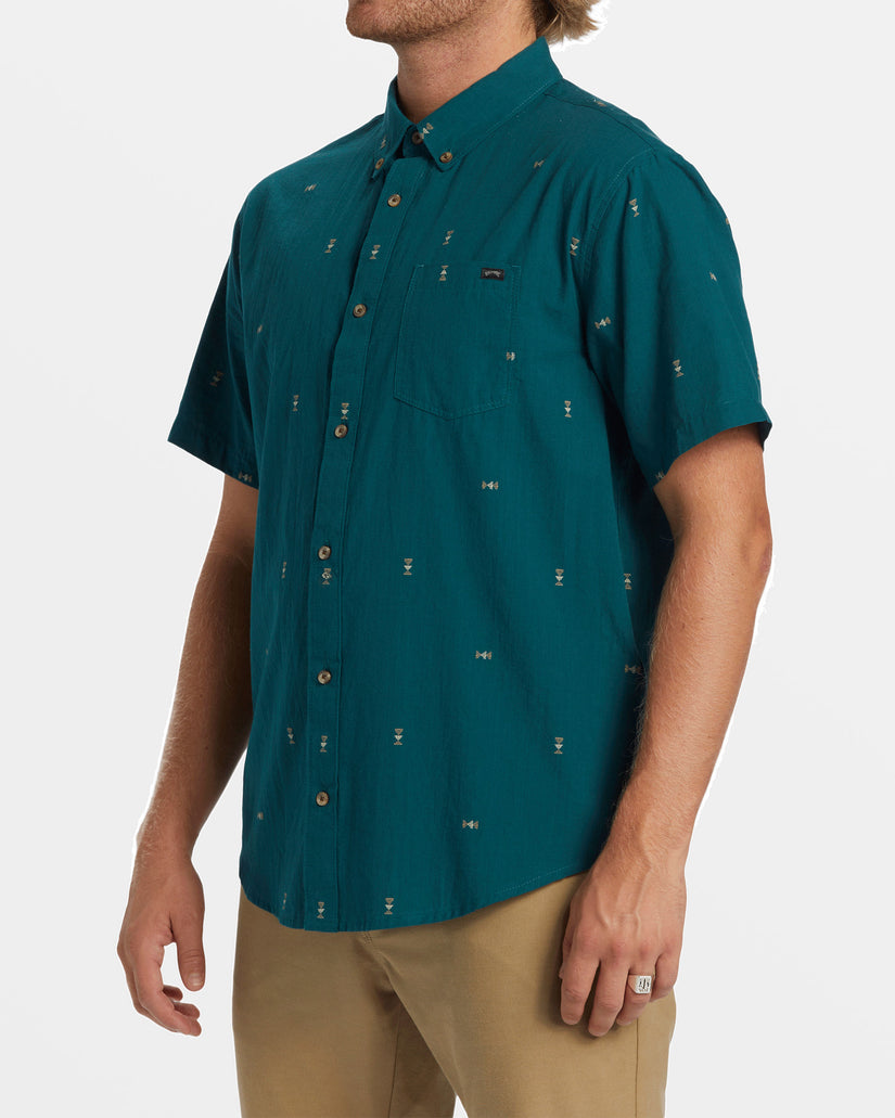 All Day Jacquard Short Sleeve Shirt - Real Teal