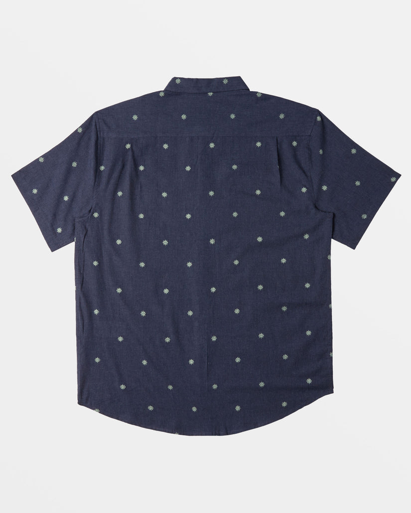 All Day Jacquard Short Sleeve Shirt - Dusty Navy