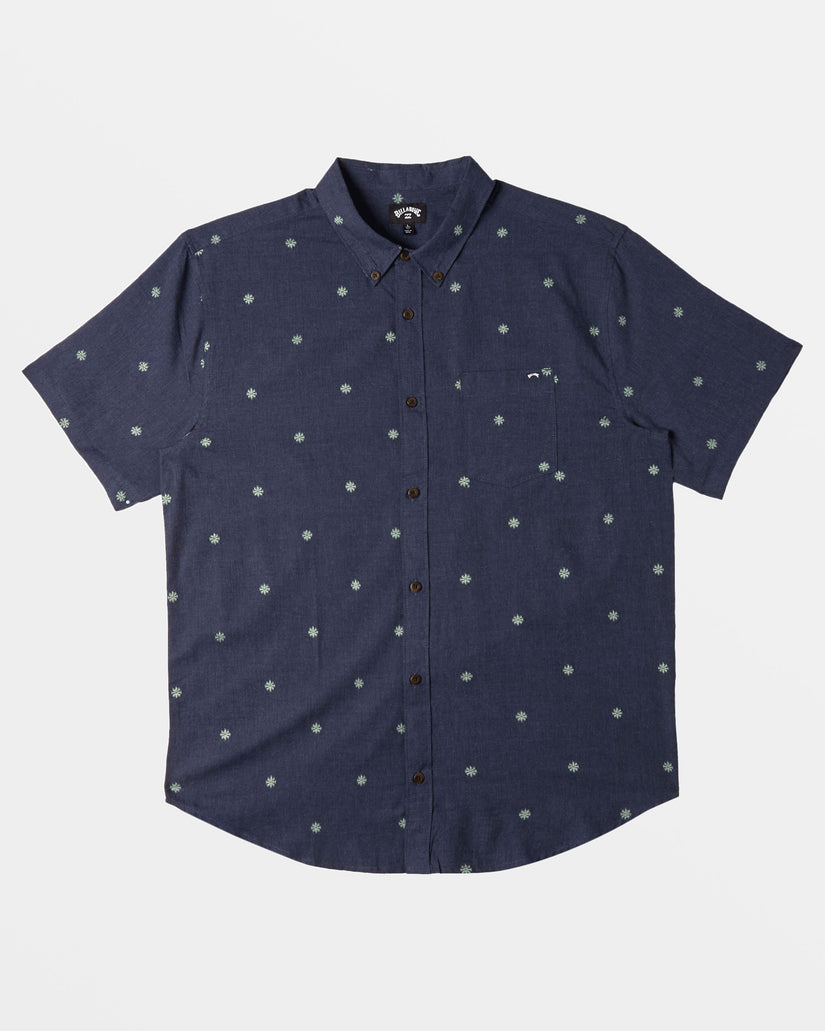 All Day Jacquard Short Sleeve Shirt - Dusty Navy